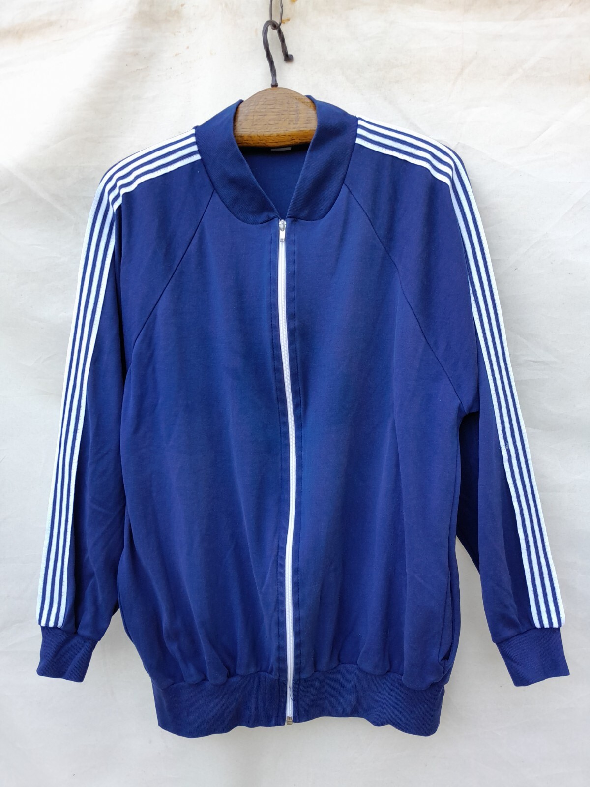 Vintage 70s Track Jacket Mens Large Blue White Taped Sleeve Vintage 70s Track Jacket Mens Large Blue White Taped Sleeve