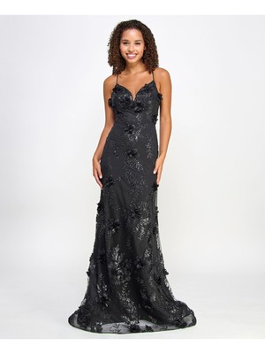 SAY YES TO THE Womens Black Accent Up Op Formal Dress Juniors 15\16