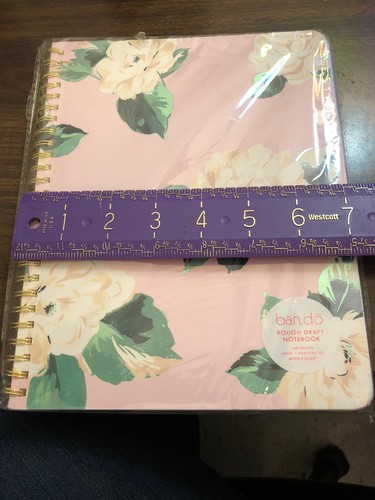 Ban.do - Rough Draft Spiral Lined Notebook - Floral Pink Cream White Flowers