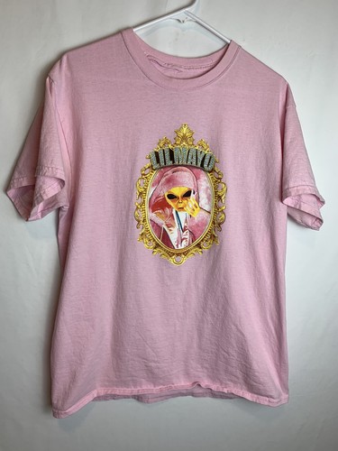 トップス THE INCORPORATED USED LS T-SHIRT PINK L Succ International Lil Mayo Throne Rap Tee Pink T-Shirt Size Large