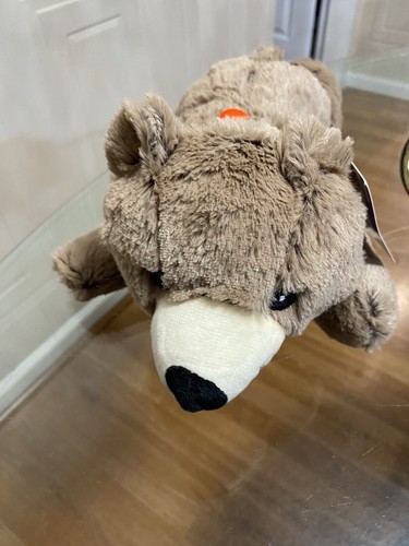 Patchwork 16” Bear Dog Toy w/Squeaker Grey Snuggler