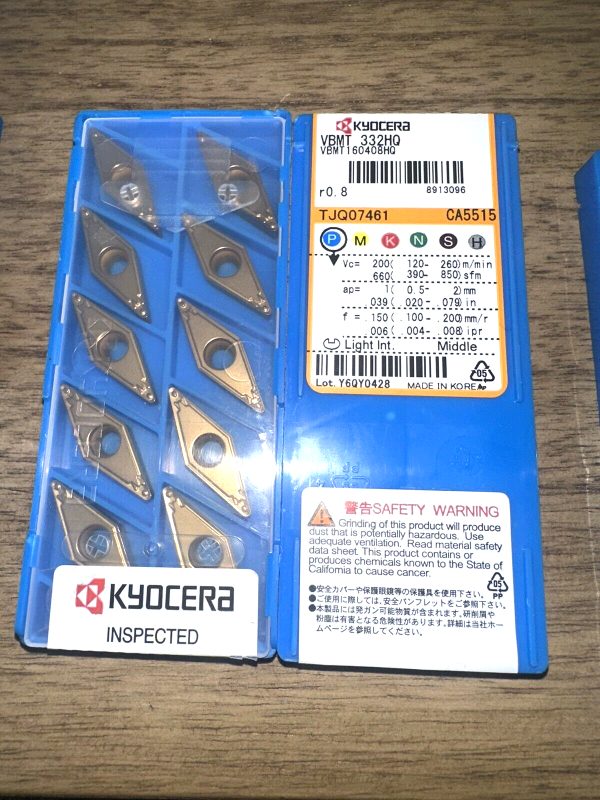 KYOCERA CARBIDE INSERTS VBMT 332HQ VBMT160408HQ CA5515 QUANTITY 10 INSERTS