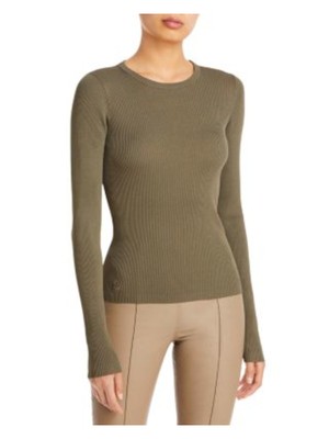 

REMAIN Женский зеленый свитер в рубчик с длинными рукавами и круглым вырезом