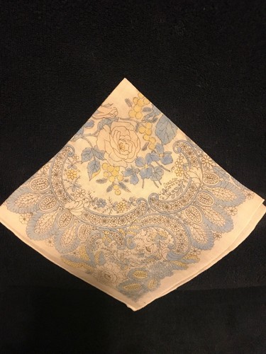 Vintage Roses and Blue Ladies Handkerchief/Hankie