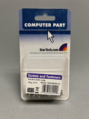 Replacement PC Mounting Screws #6-32 x 0.25 1/4 in. PKG OF 15   StarTech.com NEW