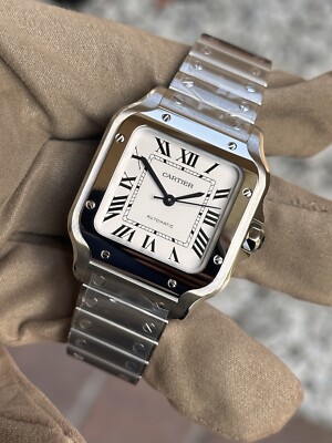 Cartier Santos De Cartier Medium Model Auto Steel Mens Bracelet Watch WSSA0029