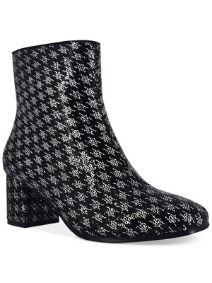 

IMPO Женские черные классические ботильоны Jarles с круглым носком на блочном каблуке и застежкой-молнией  м, Черный, 590948