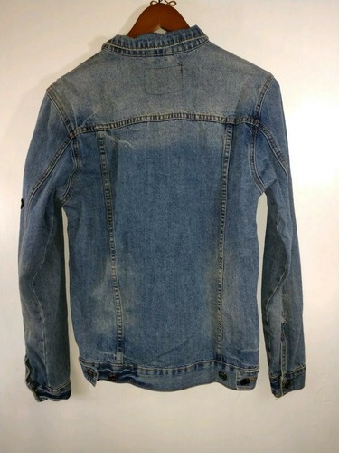 Vintage Carbon woman's Denim Jacket size Small distressed faded embroidered