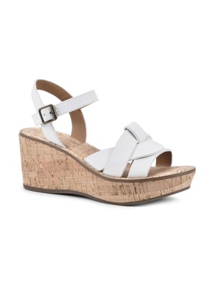 Женские белые сандалии WHITE MOUNTAIN на платформе 1-1/2 с простым носком на танкетке и каблуке 6 М