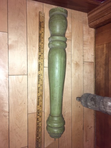 Lot Of 2 Wood Turned Table Legs Vintage Retro Farm Antique