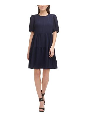 DKNY Womens Navy Lined Elbow Sleeve Above The Knee Party Shift Dress 8
