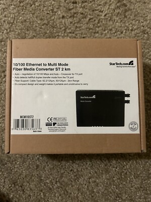 NEW 10/100 Fiber To Ethernet Media Converter Multi Mode StarTech.com ST 2 km