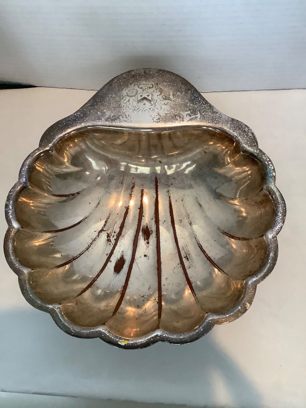 リゼッタ　リディオ　シャルボヌー　美ユーズド Dodge Inc LA-NY Shell Scalloped Footed Dish Silver Plate