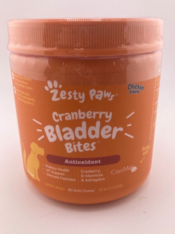 Zesty Paws Cranberry Bladder Bites Antioxidant - 90 Chews, 12.7oz Exp 02/25