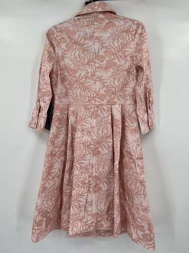 Pre-owned Tuckernuck Women's Pink Embroidered Floral Porcelain Dress Sz Xs No Belt In White