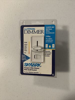 New Lutron S-603PH-wh 600w Skylark Slide Dimmer 3-way White