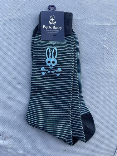 Psycho Bunny Mens One Size Black Blue Socks