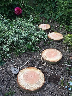 Three  wooden garden stepping stones, rustic logs slices approx 15" diameter 