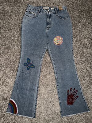 Vintage Zana Di Jeans Size 11(30X31.5)80 s de-ja-vu Flare Raw Ankle 11.5  Rise