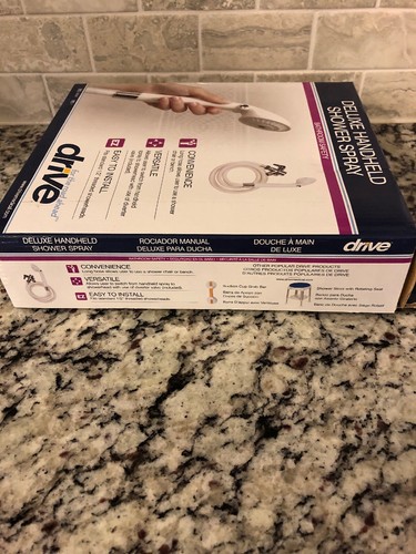 Drive Medical Handheld Shower Head Spray with Diverter Valve Wall Holder Plastic