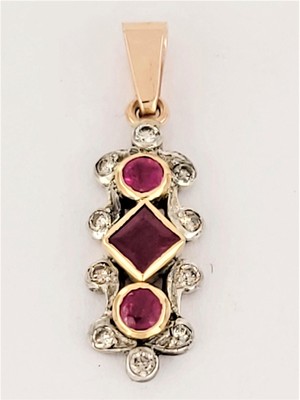 Hand-Made Burmese Ruby Pendant in 14K Palladium with Diamonds