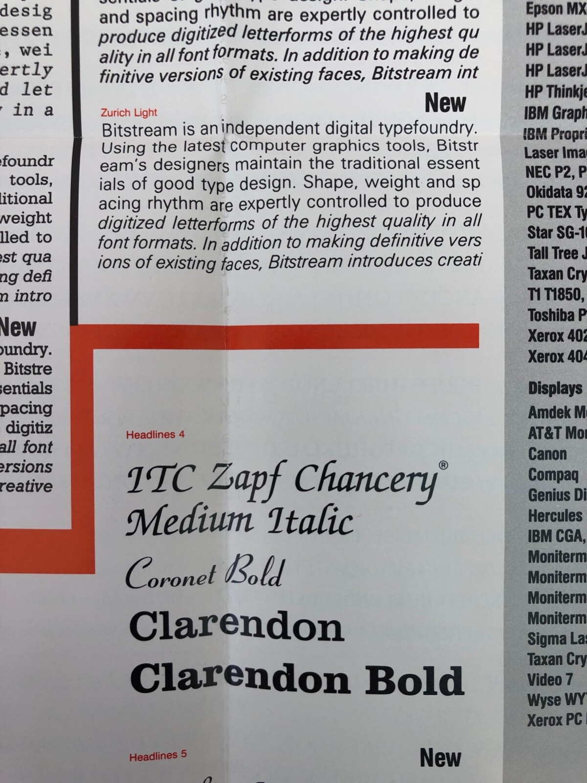 Two Bitstream type specimen posters • font offerings 1988 and 1992