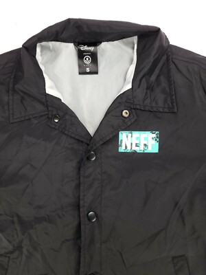 Disney x Neff Colab Mickey Mouse Black Snap Button Windbreaker Jacket Mens Small