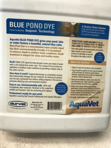 1 Gallon Aquavet Blue Pond Dye With Suspend Technology Durvet Inc