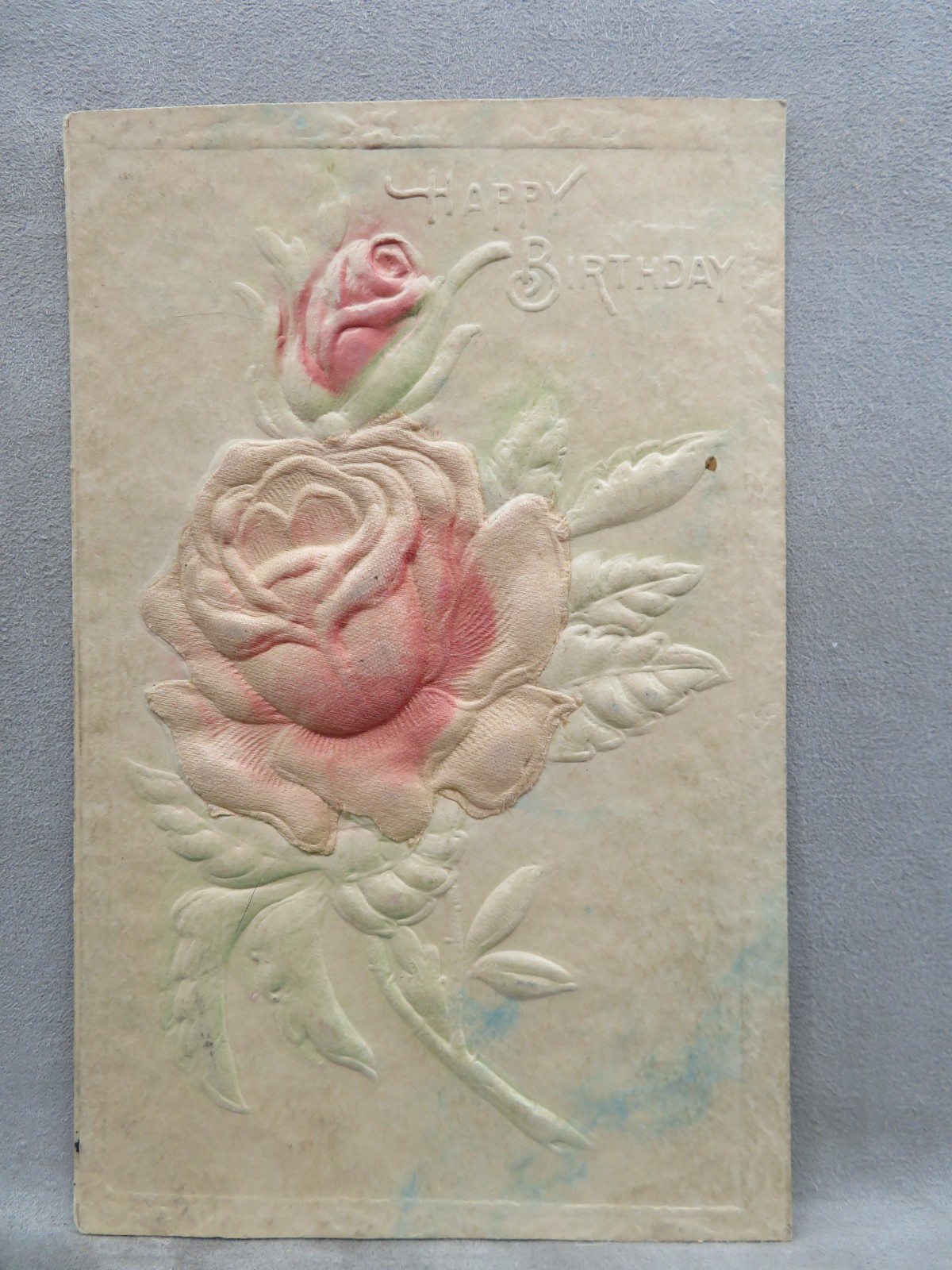 Vintage Embossed Postcard Happy Birthday Roses/Flowers Posted 1910