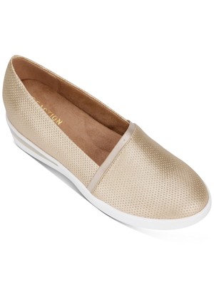 

KENNETH COLE Womens Gold Farrah Round Toe Wedge Slip On Athletic Sneakers, Золотой, RLS0025MS