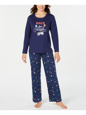 

FAMILY PJs Темно-синяя футболка с длинным рукавом Прямые штанины, Navy