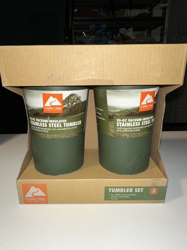 Ark Trail 20oz Vacuum Sealed Stainless Steel Tumbler, 2 Pack Dark Green *new*