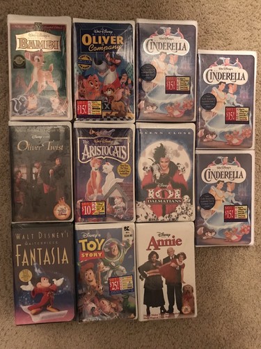LOT of 11 NEW WALT DISNEY VHS SEALED BAMBI OLIVER CINDERELLA FANTASIA TOY STORY