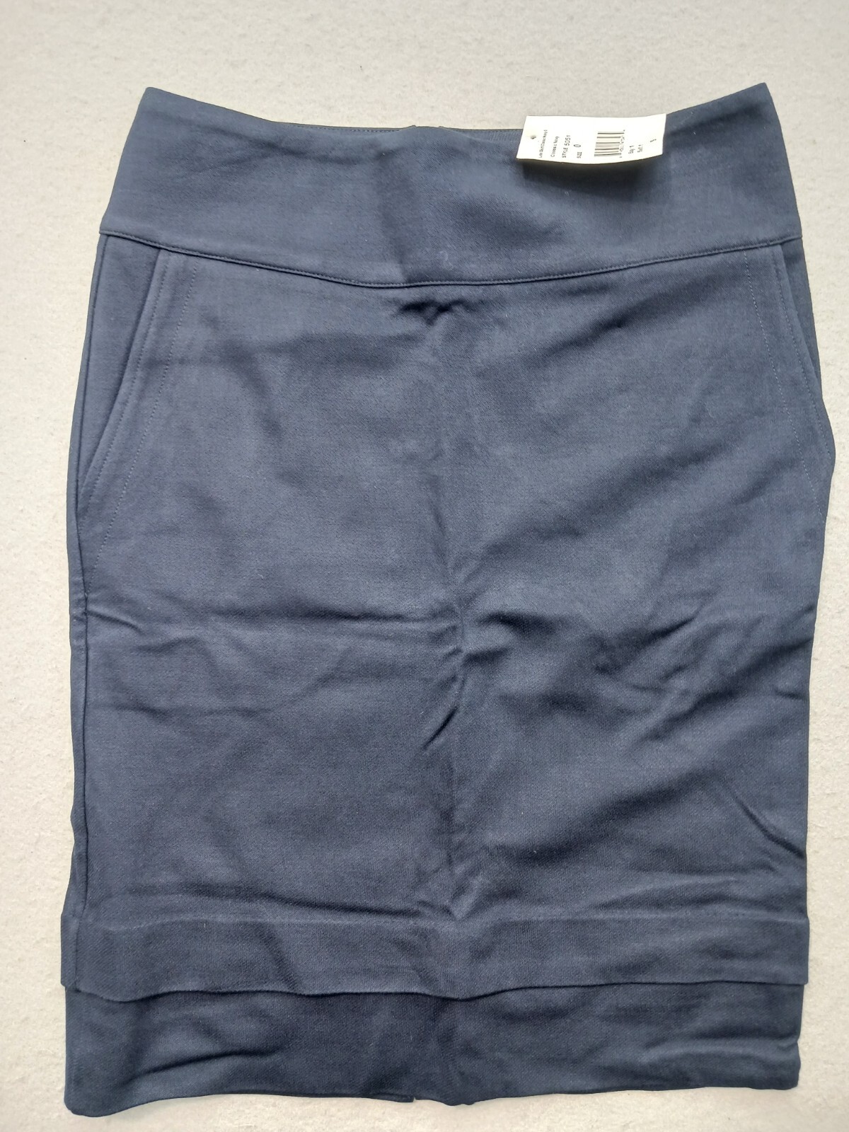 CAbi Womens Pencil Skirt 0 Navy Blue Cotton Blend High Waist Career Stylish