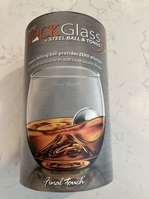 On the Rock Glass + Ice Ball by Final Touch Brand New! Steel ball tongs New