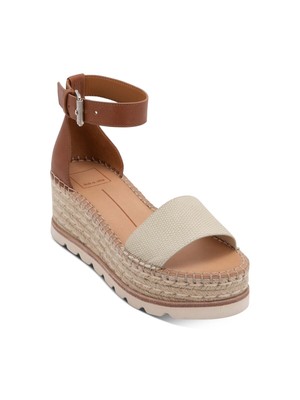 

Женские бежевые кожаные эспадрильи на танкетке Larita на платформе 1 дюйм DOLCE VITA 9,5, Бежевый, LARITA