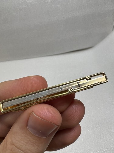 Yves Saint Laurent Tie Clip Bar Gold Plate Silver Tone with