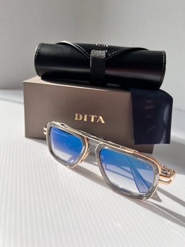Pre-owned Dita Lxn-evo Dts403-a-02 Crystal Grey White Gold Blue Flash Mirror Sunglasses In Grey Blue Flash Mirror