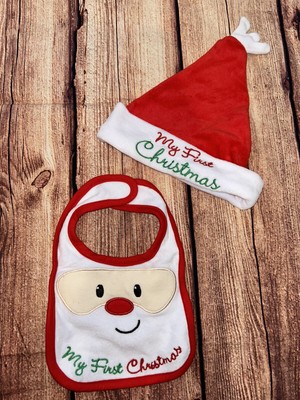 my first christmas Bib & Hat Set 