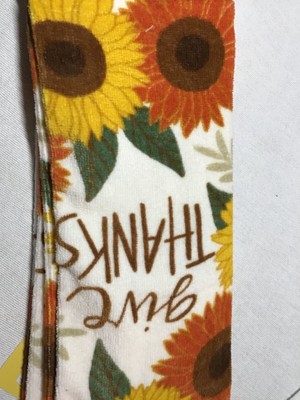 MAINSTREAM  KITCHEN TOWELS (2) GIVE THANKS SUNFLOWERS 100% COTTON NIP