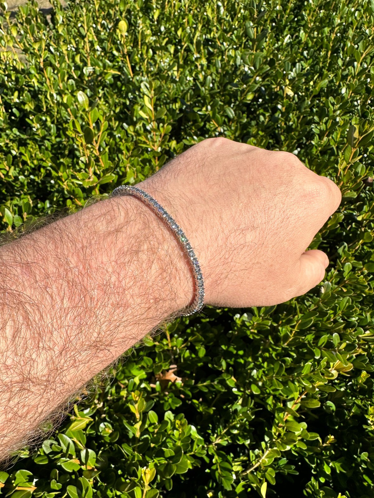 Pre-owned Silver Real Iced Blue Gray Moissanite 3mm Tennis Bracelet 925  Pass Diamond Test