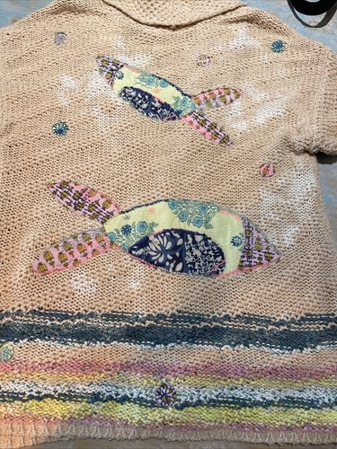 89. Anthropologie Pilcro patchwork Beaded embroidered fish