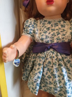 Doll Terri Lee RARE Patent Pending with Gold Foil TL Bracelet rare box  1950's