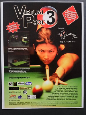 Virtual Pool 3 PC Game Starring Jeanette Lee Promo Ad Wall Art Print Poster