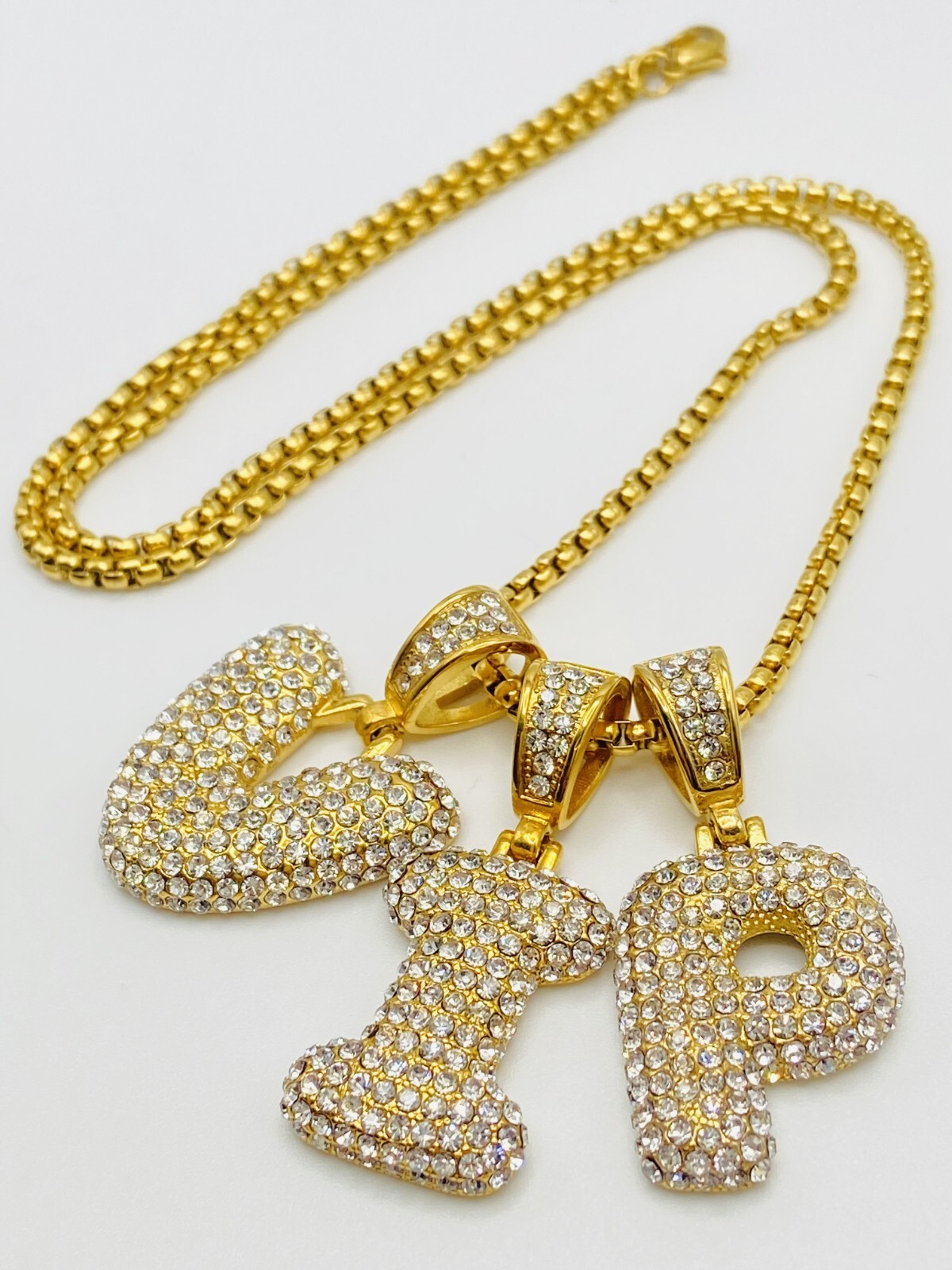 18K Gold Plated Necklace A-Z Initial 26Letter Pendant Charm Cuban Chain Hip Hop - Picture 3 of 24