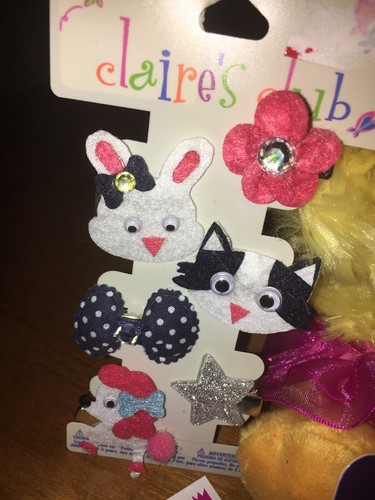 Claire’s Sterling Easter Earrings Aurora Plush Chick Bunny Hair Justice Stickers