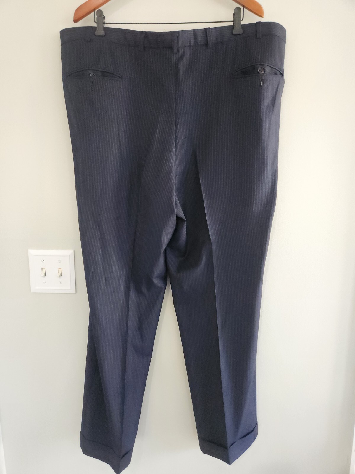 NAVY BLUE HICKEY FREEMAN ASBURY 100% WOOL 2-piece SUIT sz 48L JACKET & 44 PANTS