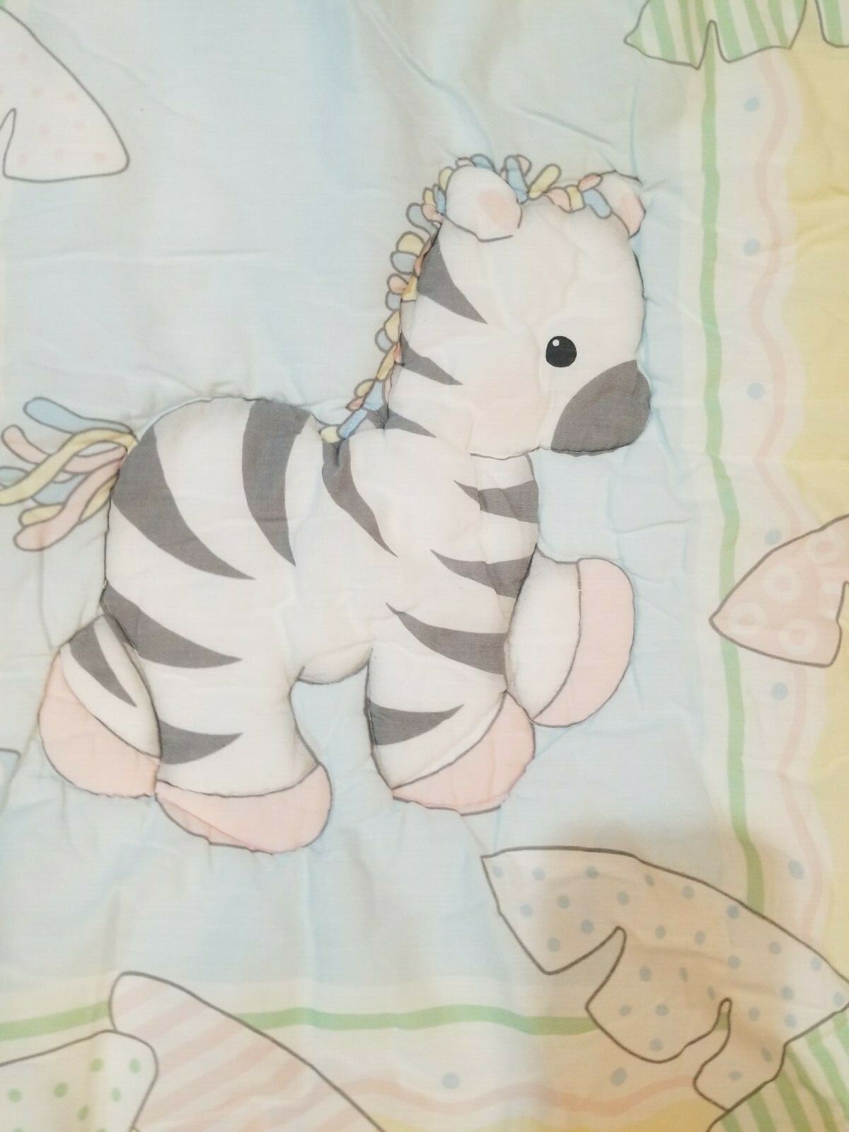 Bedtime Originals Vintage Zebra Crib Set Comforter Blanket Quilt 33x43 Pastels