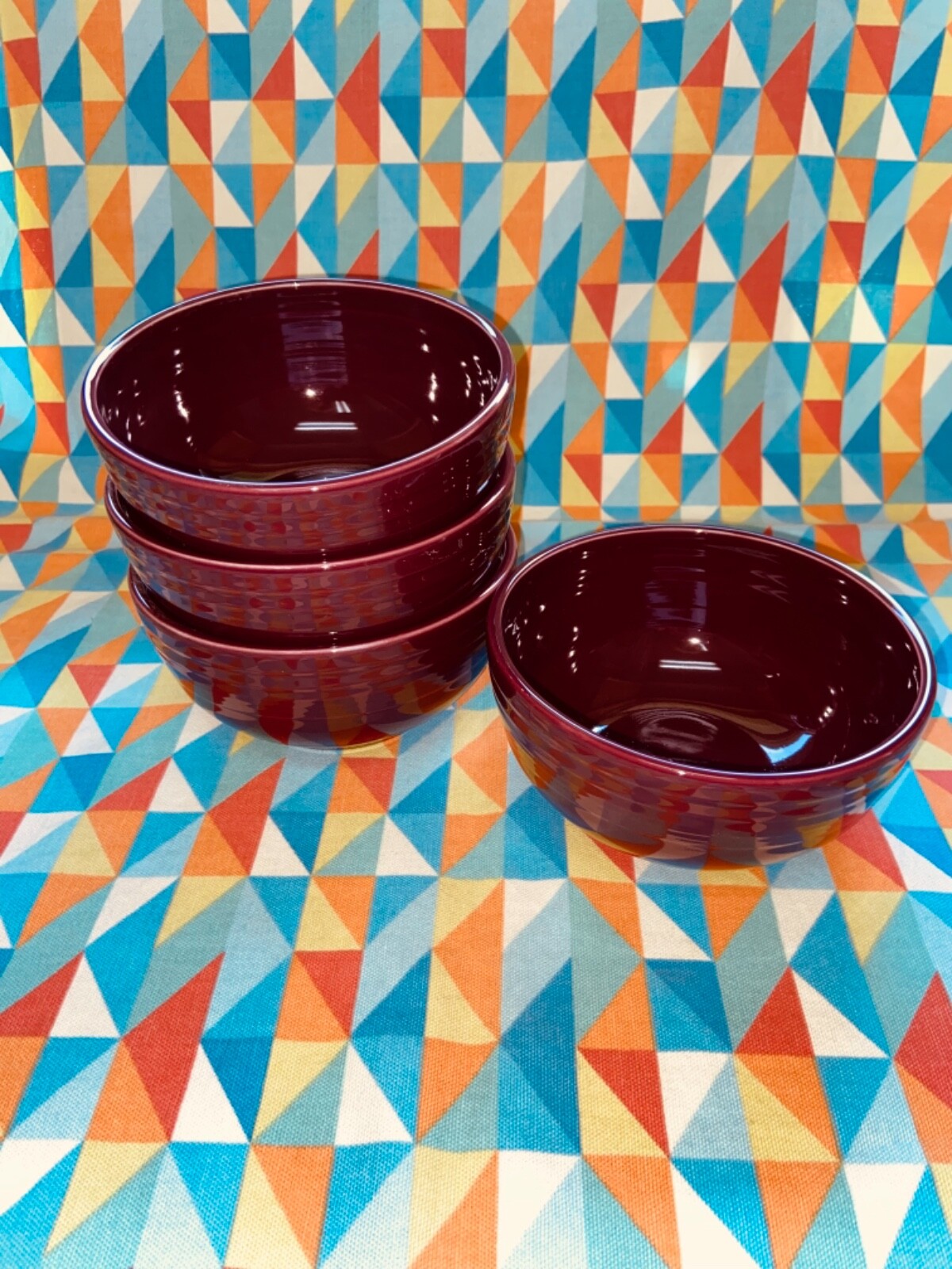 NEW set 4 FIESTA small BISTRO BOWLS RETIRED CLARET FIESTAWARE  22 oz free ship