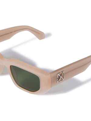 Pre-owned Off-white Oeri115s24pla0011755 Greeley Beige Sunglasses In Green